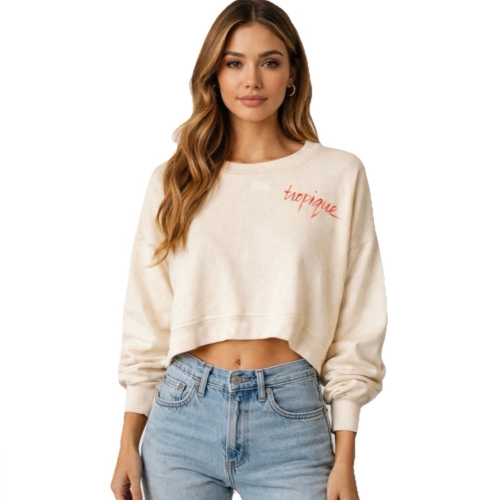 Joie Caleigh B Oversized Women’s Porcelain White Crop Top Sweater Size Medium